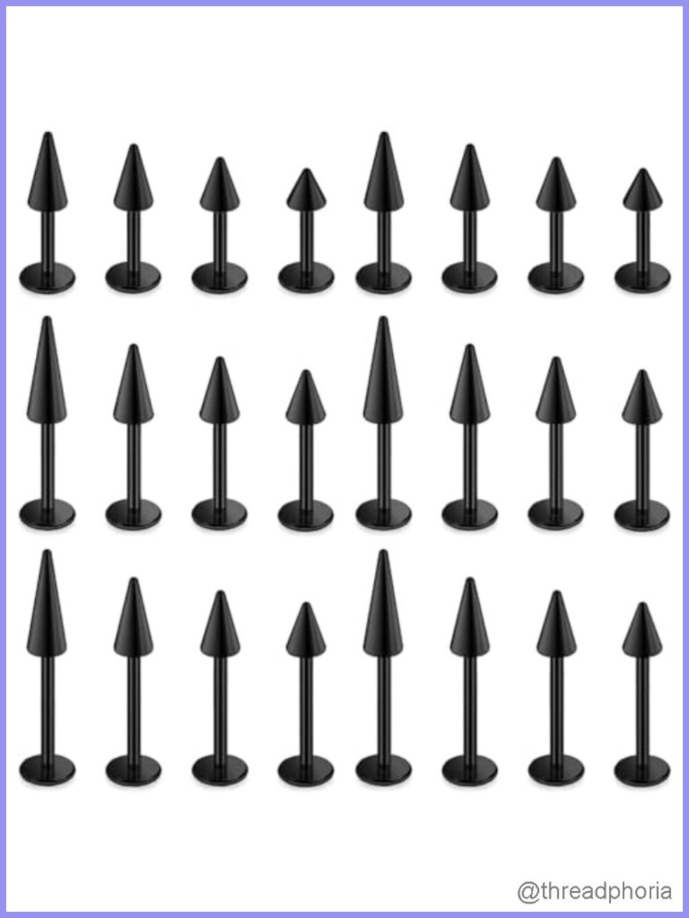 16G Surgical Steel Spike Stud Earrings Lip Nose Cartilage Piercing Jewelry Set